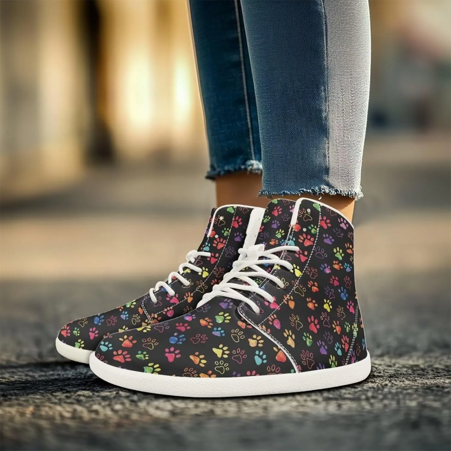 Women's Wide High-top Minimalist Barefoot Sneakers Zero Drop Sole Walking Shoes Outdoor Hiking Shoes Cushioned Ankle Support Size 6-12.5
