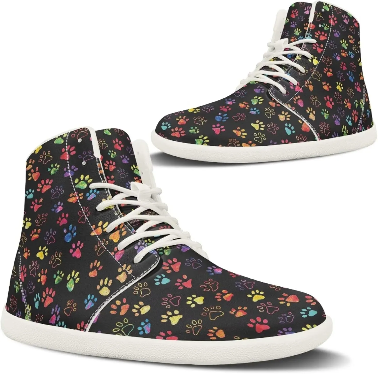 Women's Wide High-top Minimalist Barefoot Sneakers Zero Drop Sole Walking Shoes Outdoor Hiking Shoes Cushioned Ankle Support Size 6-12.5