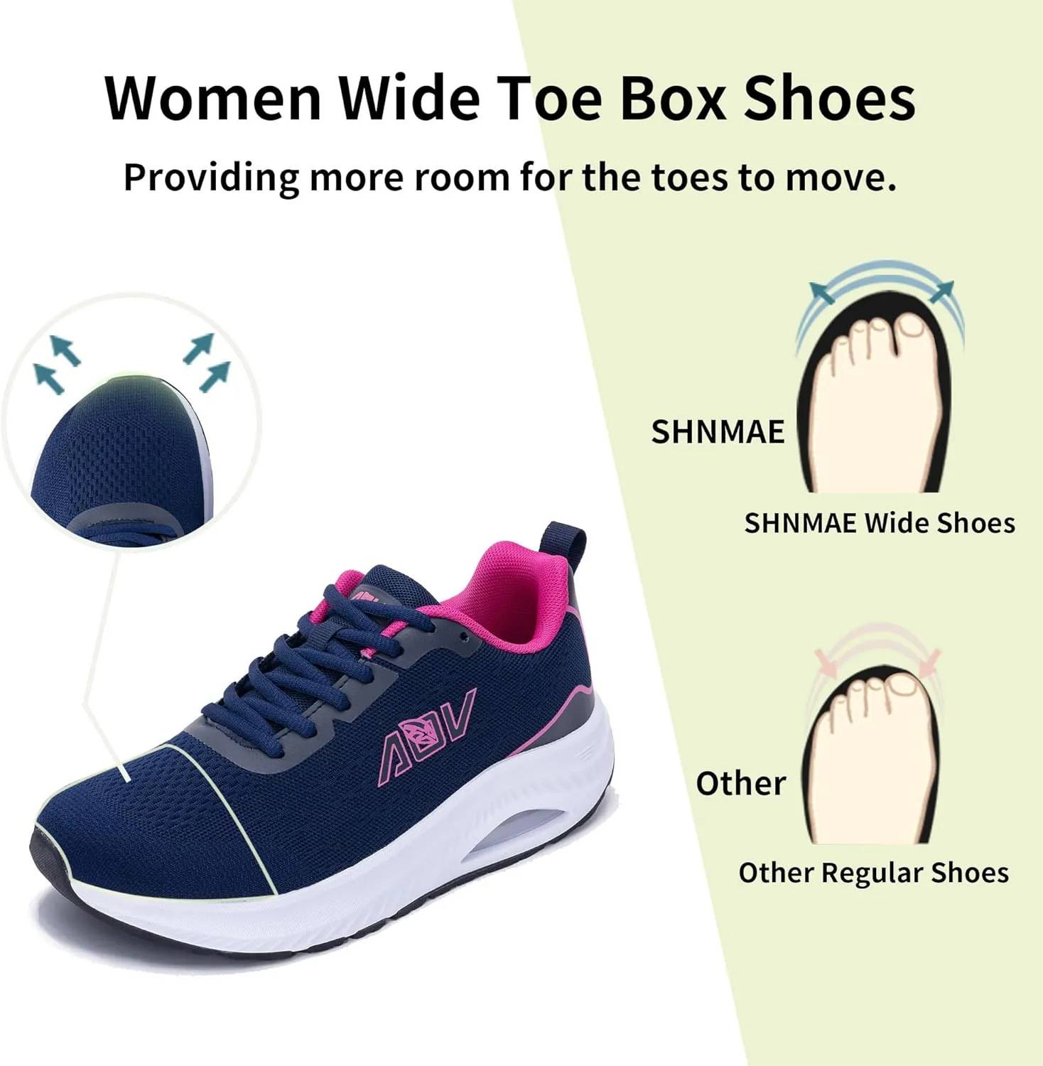Women's Wide Toe Box Arch Support Walking Shoes Plantar Fasciitis Orthotic Air Tennis Sneakers