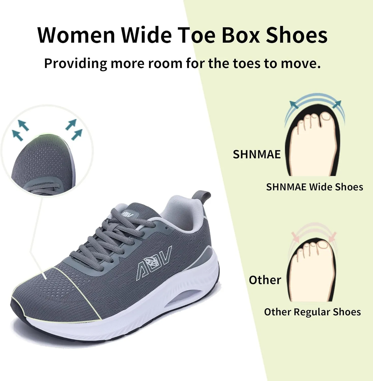 Women's Wide Toe Box Arch Support Walking Shoes Plantar Fasciitis Orthotic Air Tennis Sneakers