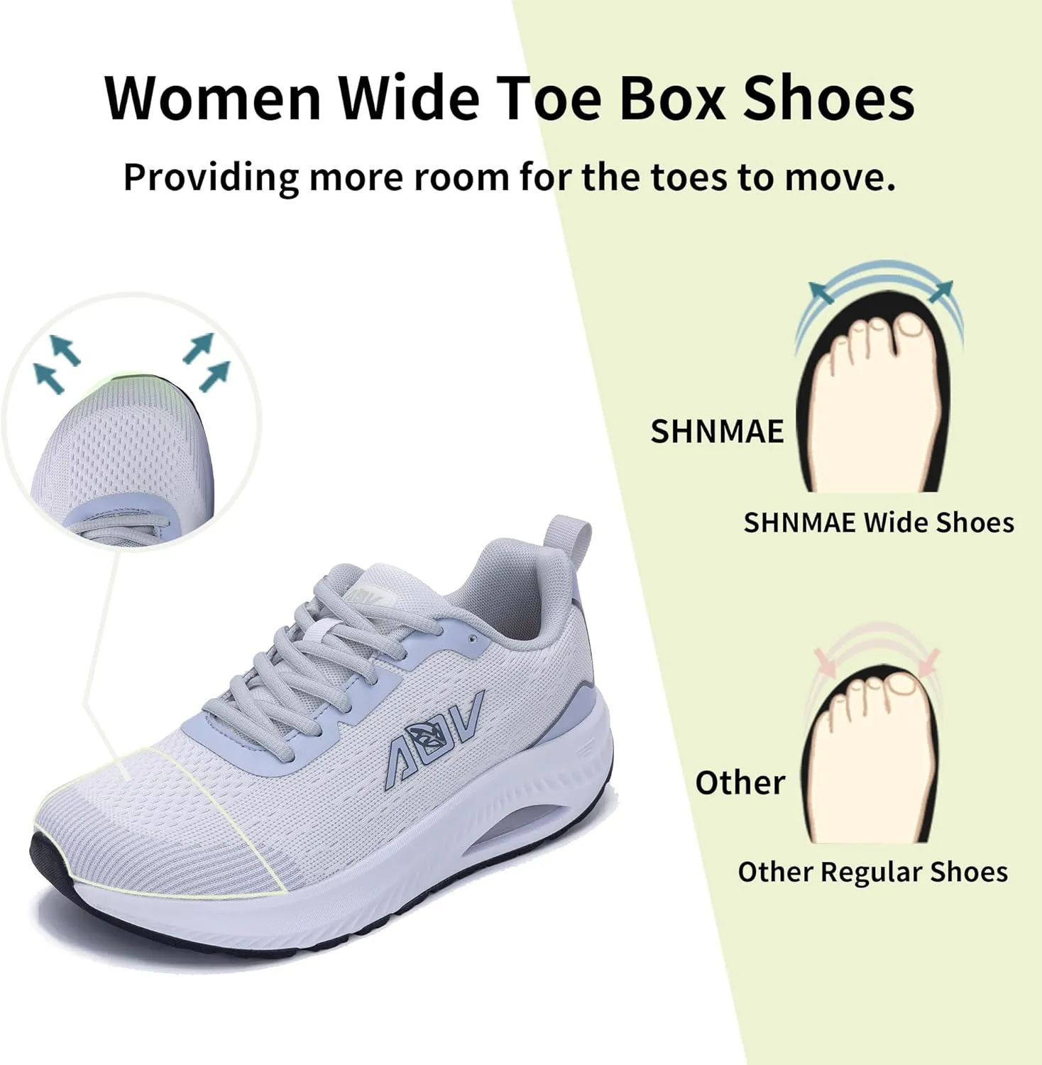Women's Wide Toe Box Arch Support Walking Shoes Plantar Fasciitis Orthotic Air Tennis Sneakers