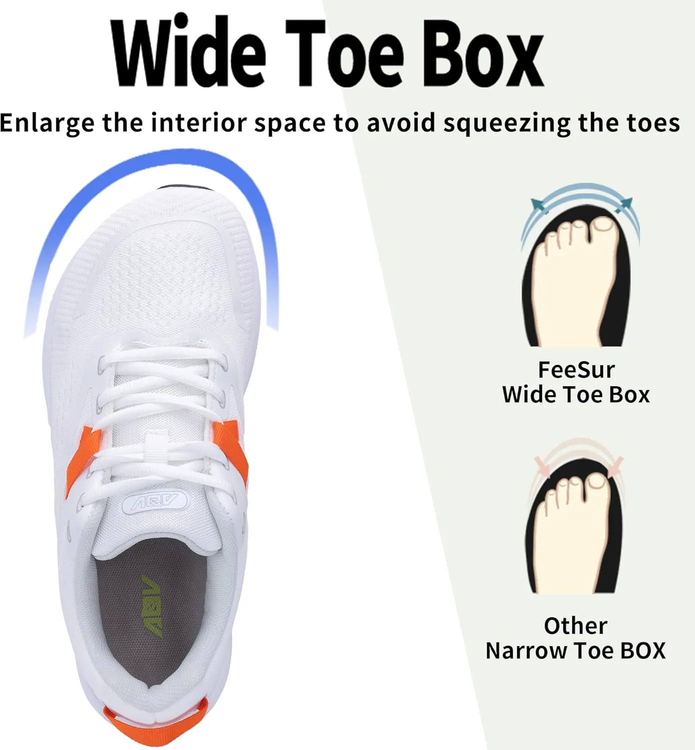 Womens Wide Toe Box Shoes Arch Support Walking Shoes Orthotic Wide Air Tennis Sneakers for Plantar Fasciitis