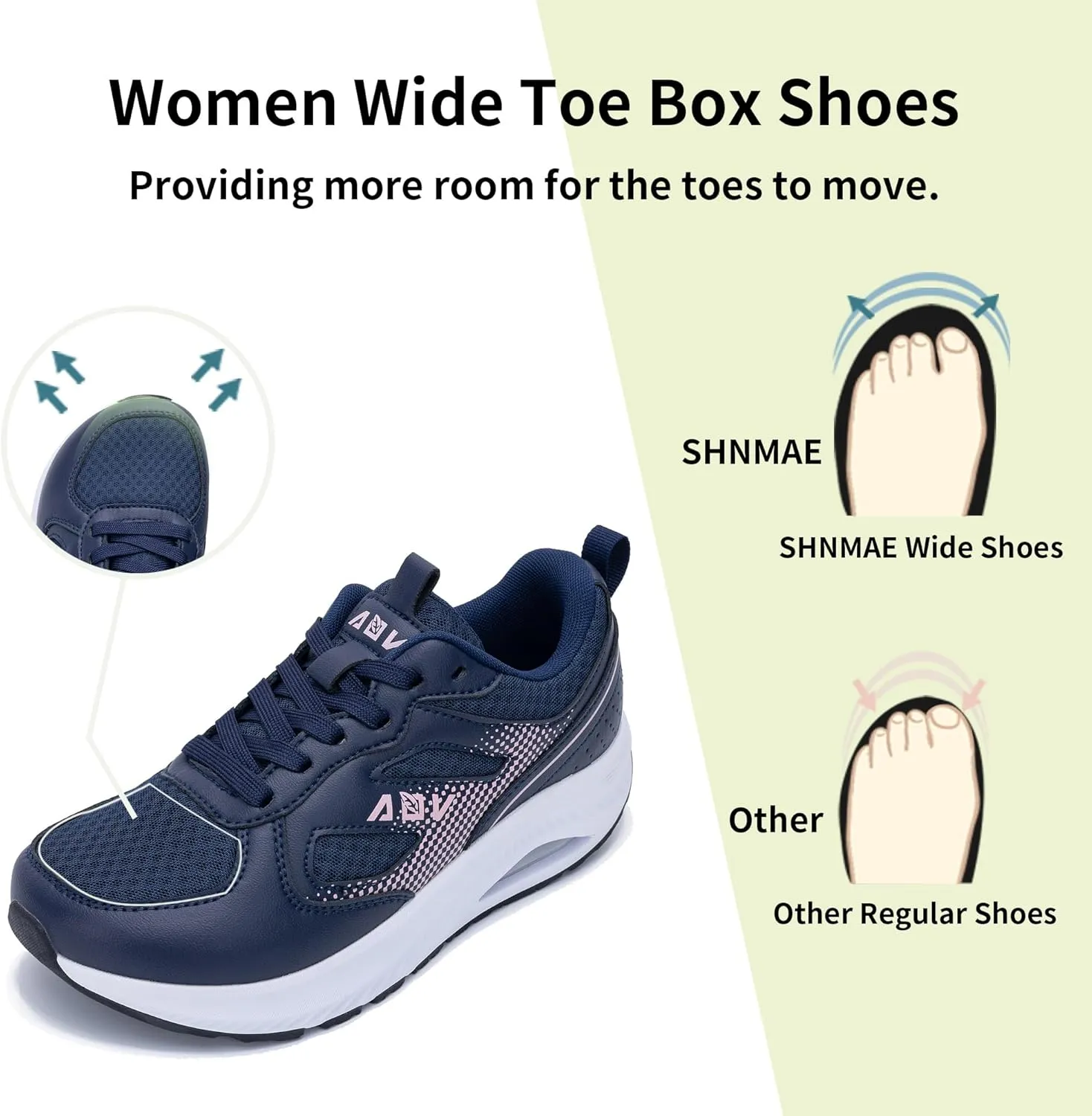 Women's Wide Toe Box Walking Shoes with Arch Support Wide Air Tennis Sneakers Orthotic Plantar Fasciitis Shoes