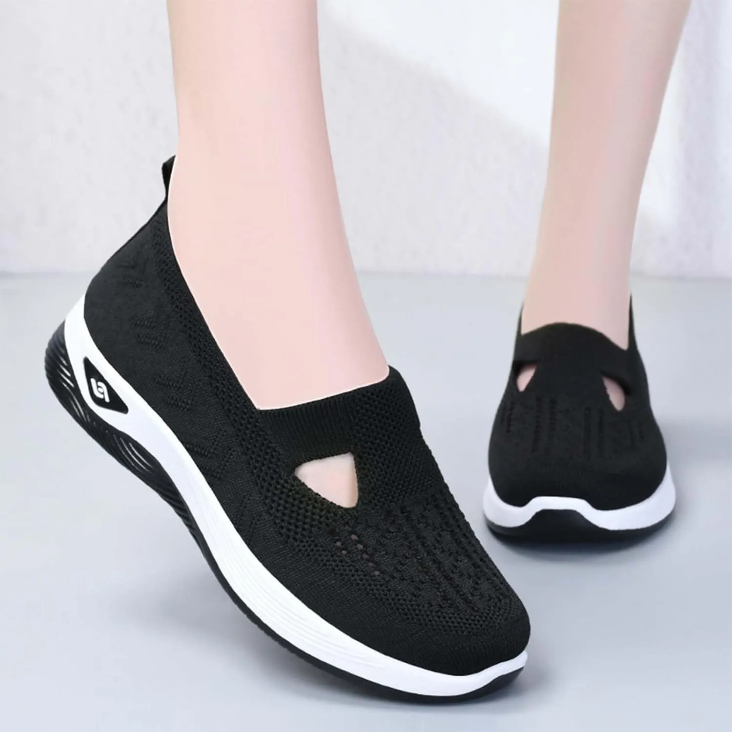 Women's Woven Orthopedic Breathable Soft Shoes Arch Support, Anti-Skid Sports Shoes