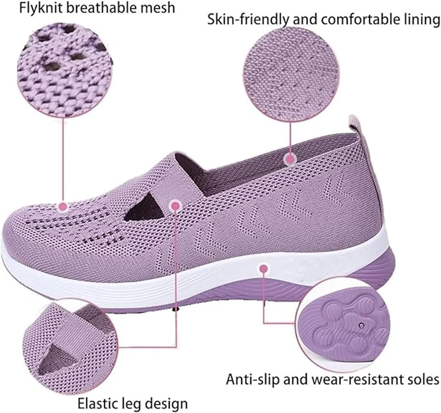 Women's Woven Orthopedic Breathable Soft Shoes Arch Support Slip-On Sneakers, Indoor Outdoor Casual Walking Anti-Skid Sports Shoes