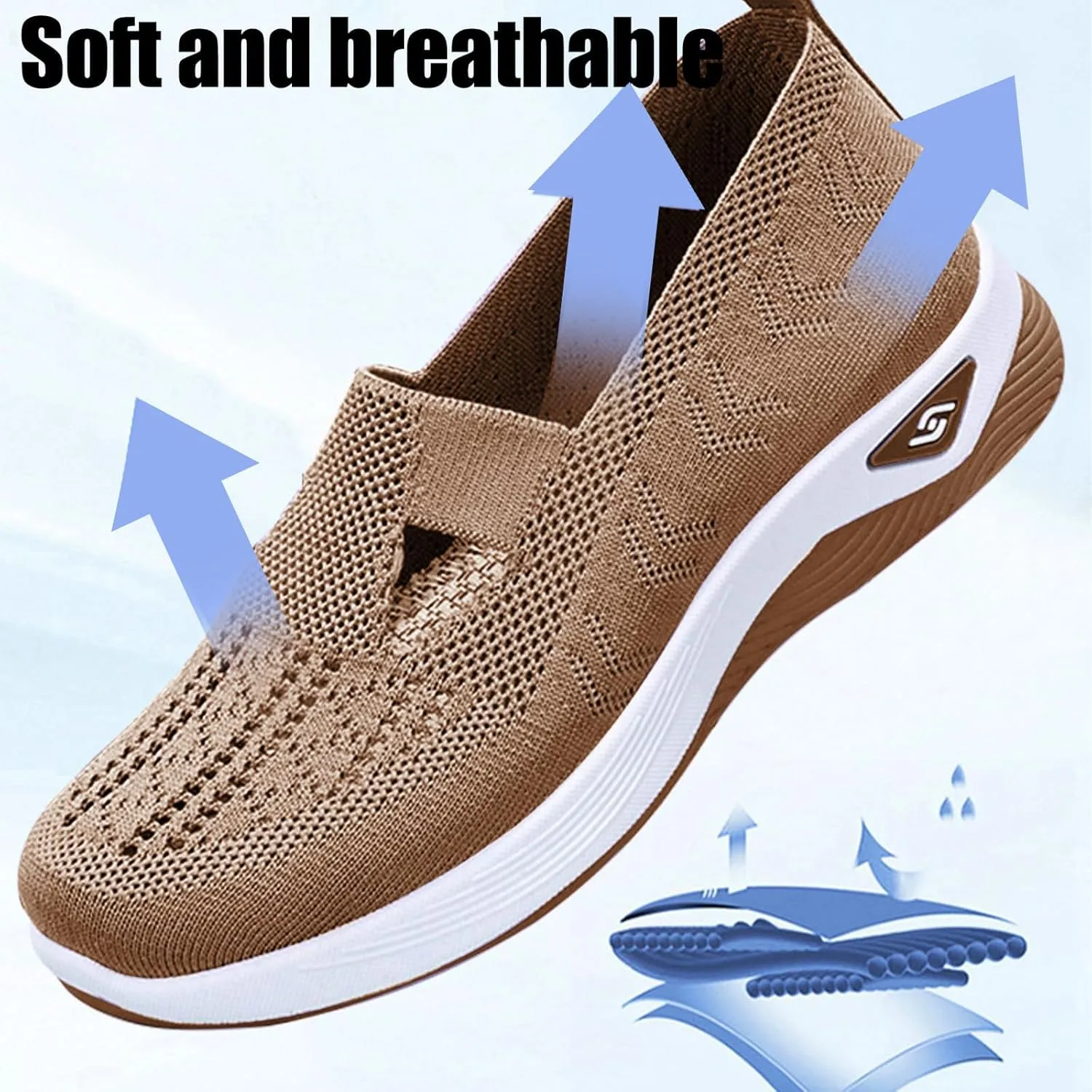 Women's Woven Orthopedic Breathable Soft Shoes Ortho Walking Non-Slip Arch Support Walking Slip on Shoes Comfort Casual Running Diabetic Foam Sneakers Mesh Up Running Going Out Flat Sneaker