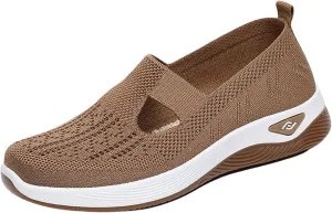 Women's Woven Orthopedic Breathable Soft Shoes Ortho Walking Non-Slip Arch Support Walking Slip on Shoes Comfort Casual Running Diabetic Foam Sneakers Mesh Up Running Going Out Flat Sneaker
