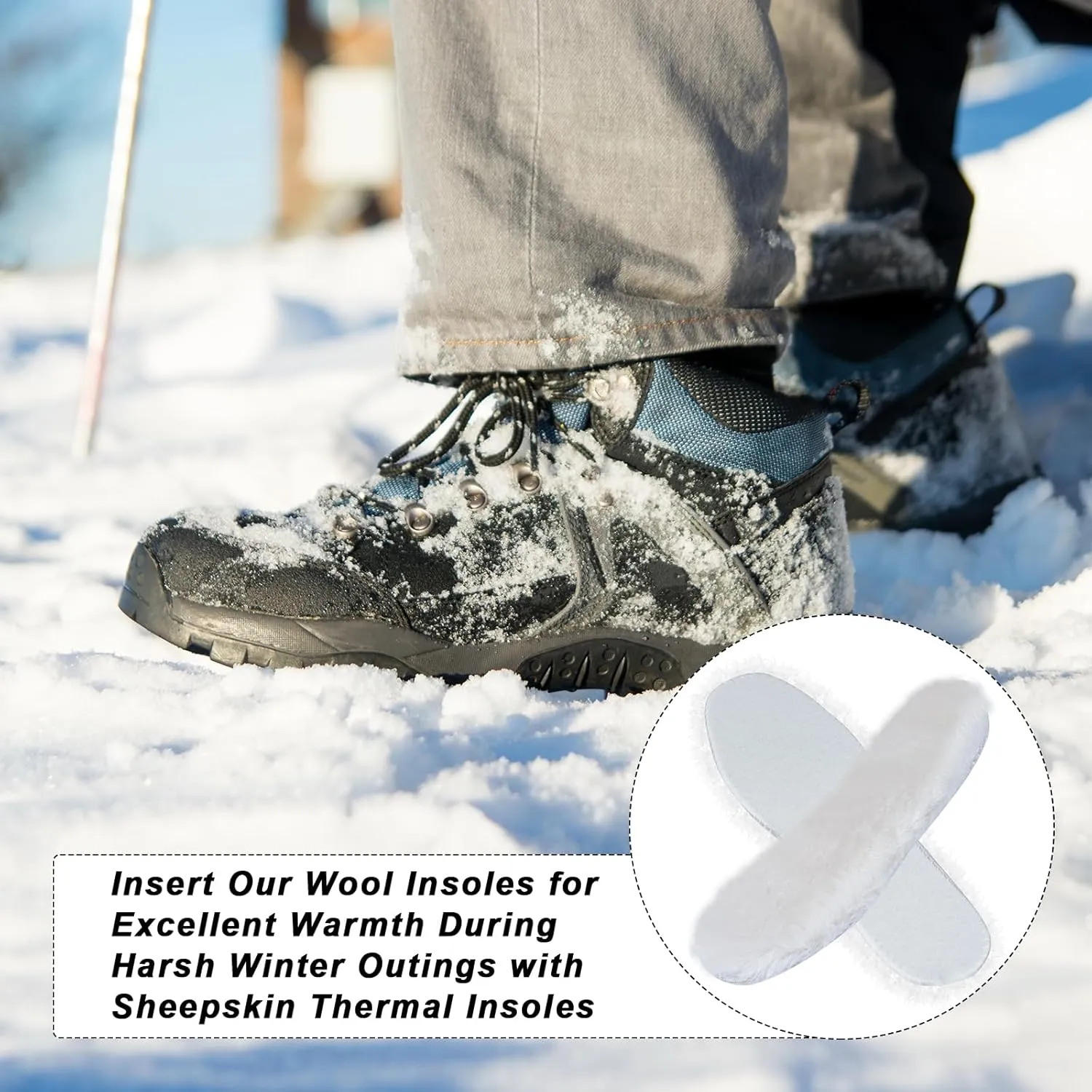 Wool Insoles for Women and Men, Premium Sheepskin Insoles with Soft Fleece and Wool Felt Sole, Moisture-Wicking Thermal Insoles for Boots, Slippers, and Shoes for Winter Warmth