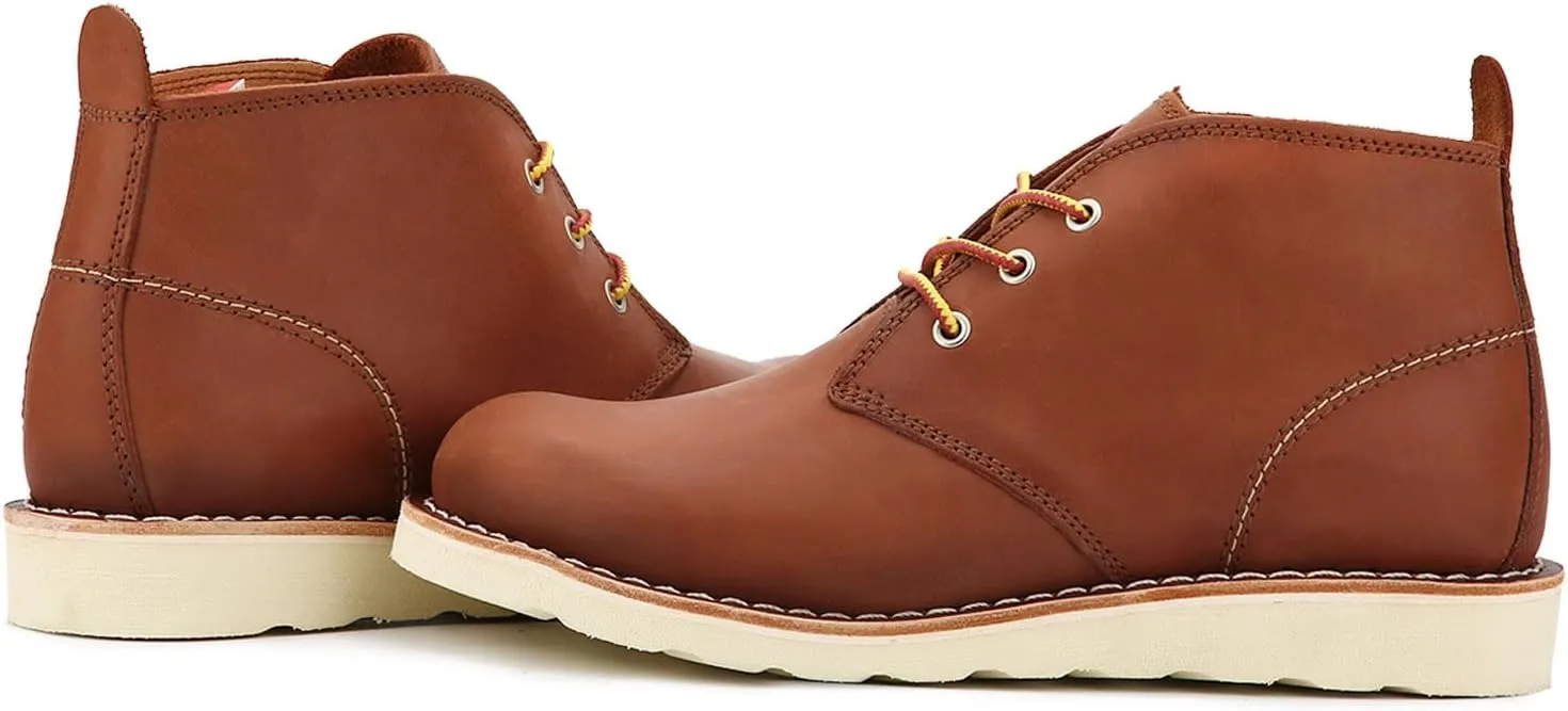 Work Boots for Men, Wedge Chukka Boot, Lightweight Oil & Slip Resistant Comfortable Outsole, Goodyear Leather Welt, EH, Construction 84981-A