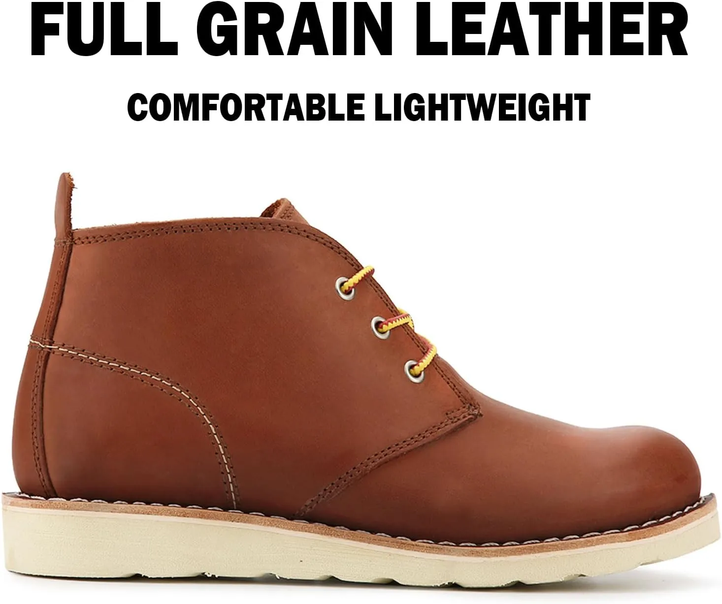 Work Boots for Men, Wedge Chukka Boot, Lightweight Oil & Slip Resistant Comfortable Outsole, Goodyear Leather Welt, EH, Construction 84981-A