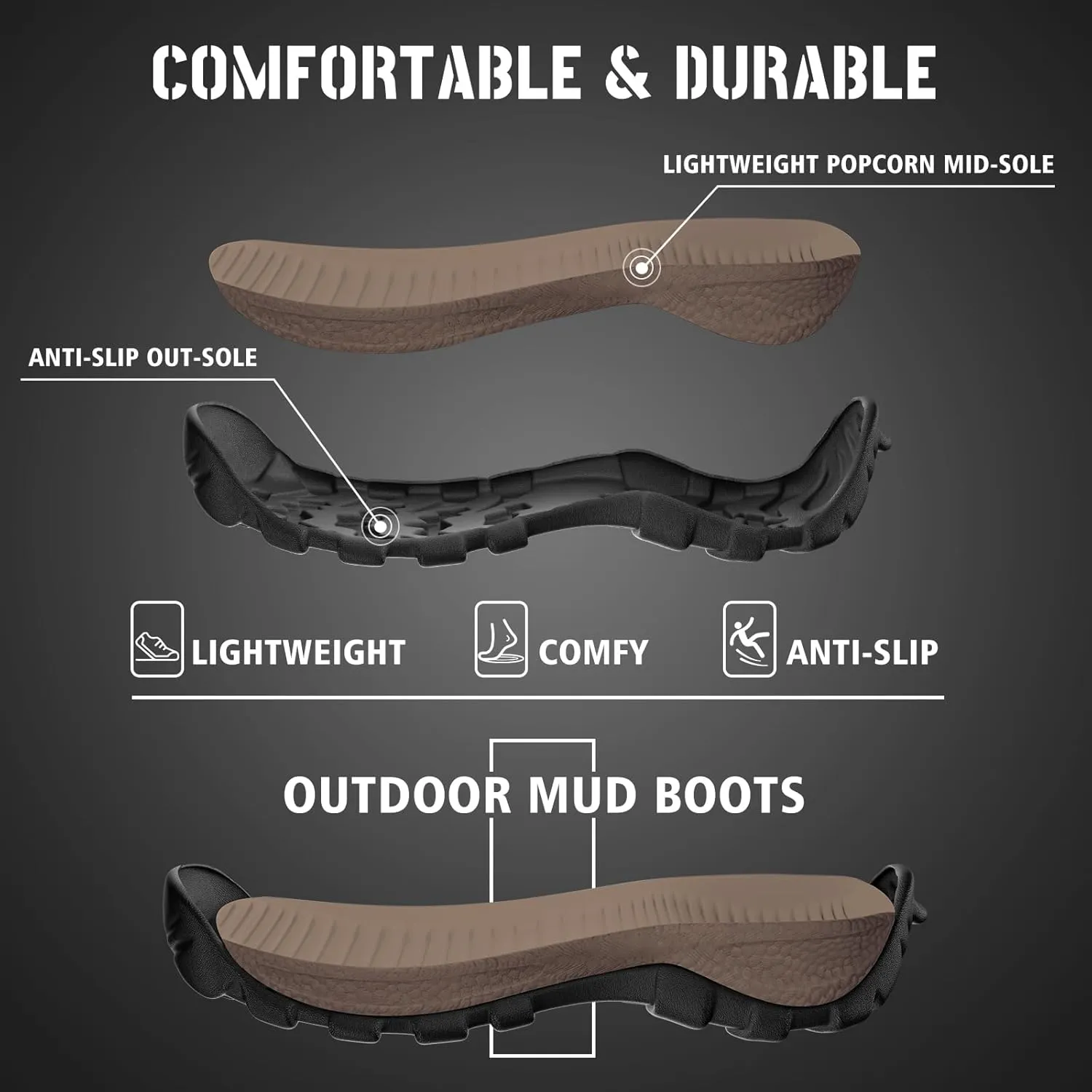 WOVENPAK Rubber Boots for Men, Hunting Boots 6mm Neoprene Insulated Mud Boots for Men with Steel Shank, Mens Rubber Boots Waterproof Boots for Men, Anti Slip Work Boots Outdoor Mud Boots, Size 6-13