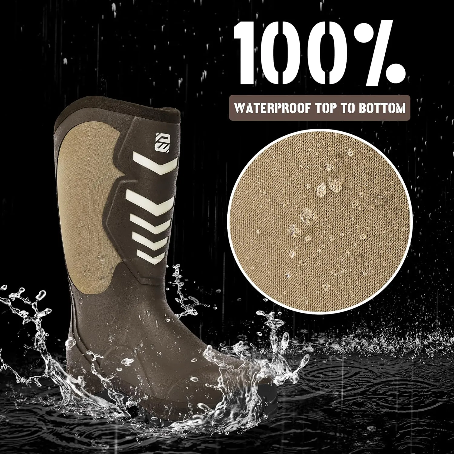 WOVENPAK Rubber Boots for Men, Mens Boots Waterproof Insulated Hunting Boots with Steel Shank, Neoprene Rubber Work Mud Boots Outdoor All Season, Size 6-13