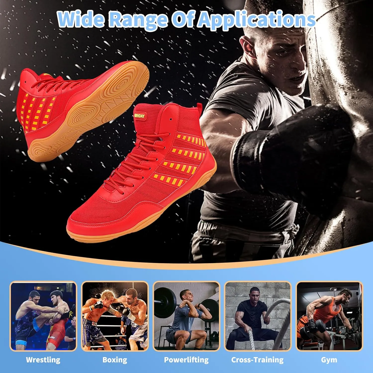 Wrestling Shoes Boxing Shoes for Men Pro Wrestling Boots High Top Fitness Weightlifting Powerlifting Shoes