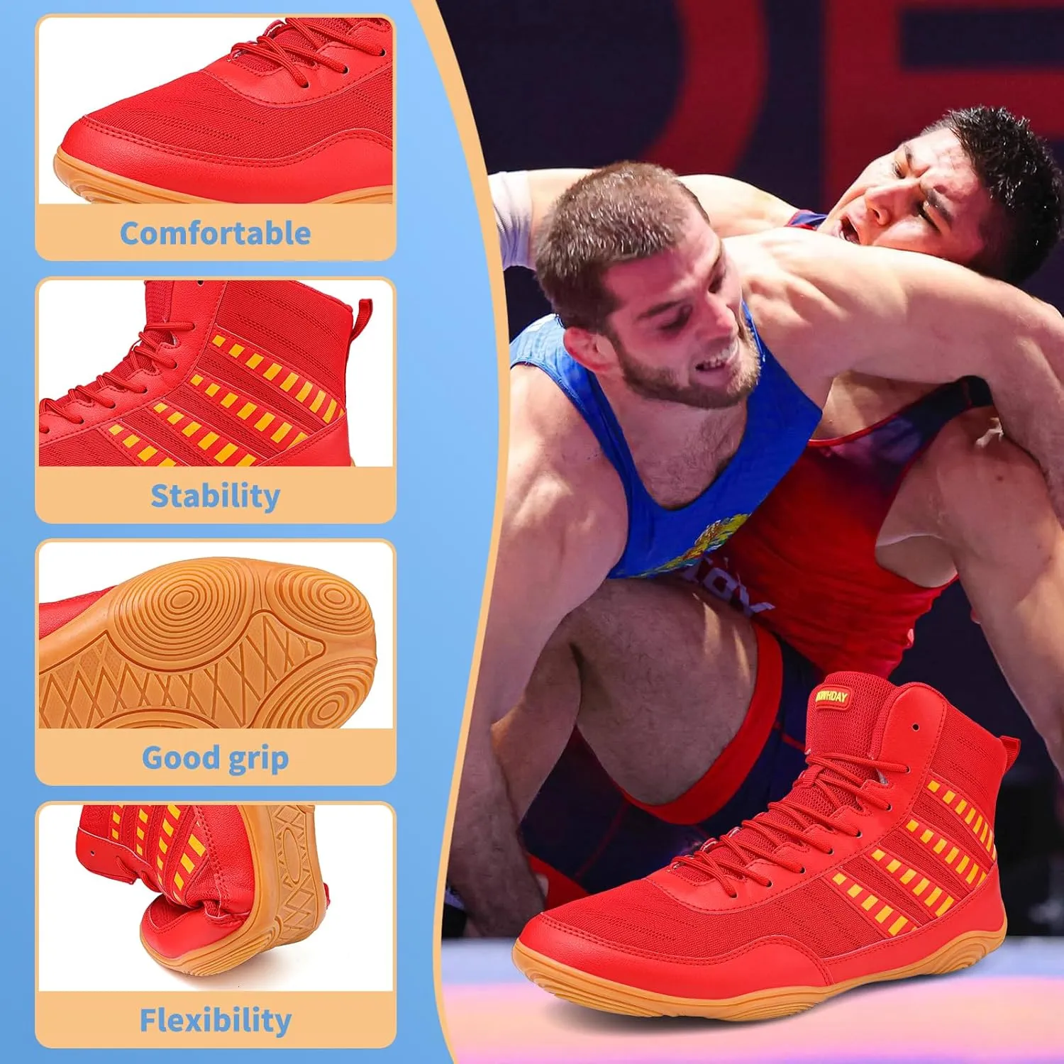 Wrestling Shoes Boxing Shoes for Men Pro Wrestling Boots High Top Fitness Weightlifting Powerlifting Shoes
