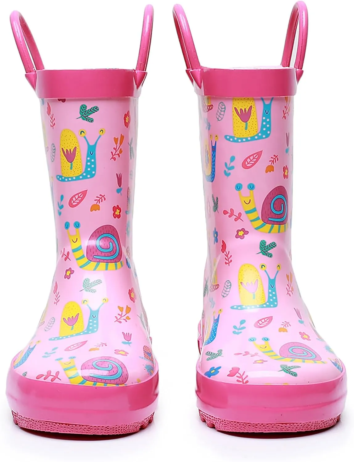WTW Toddler and Kids Rain Boots Unisex-Child Waterproof Rubber Rain Boots with Easy-On Handles in Fun Patterns for Girls and Boys (Toddler/Little Kid/Big Kid)