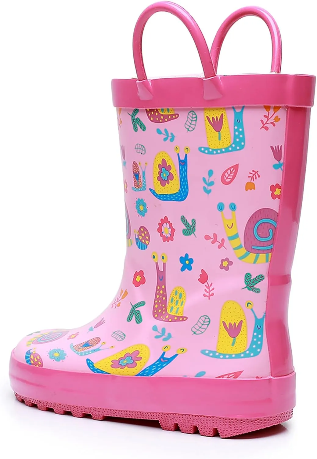 WTW Toddler and Kids Rain Boots Unisex-Child Waterproof Rubber Rain Boots with Easy-On Handles in Fun Patterns for Girls and Boys (Toddler/Little Kid/Big Kid)