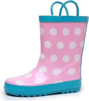 WTW Toddler and Kids Rain Boots Unisex-Child Waterproof Rubber Rain Boots with Easy-On Handles in Fun Patterns for Girls and Boys (Toddler/Little Kid/Big Kid)