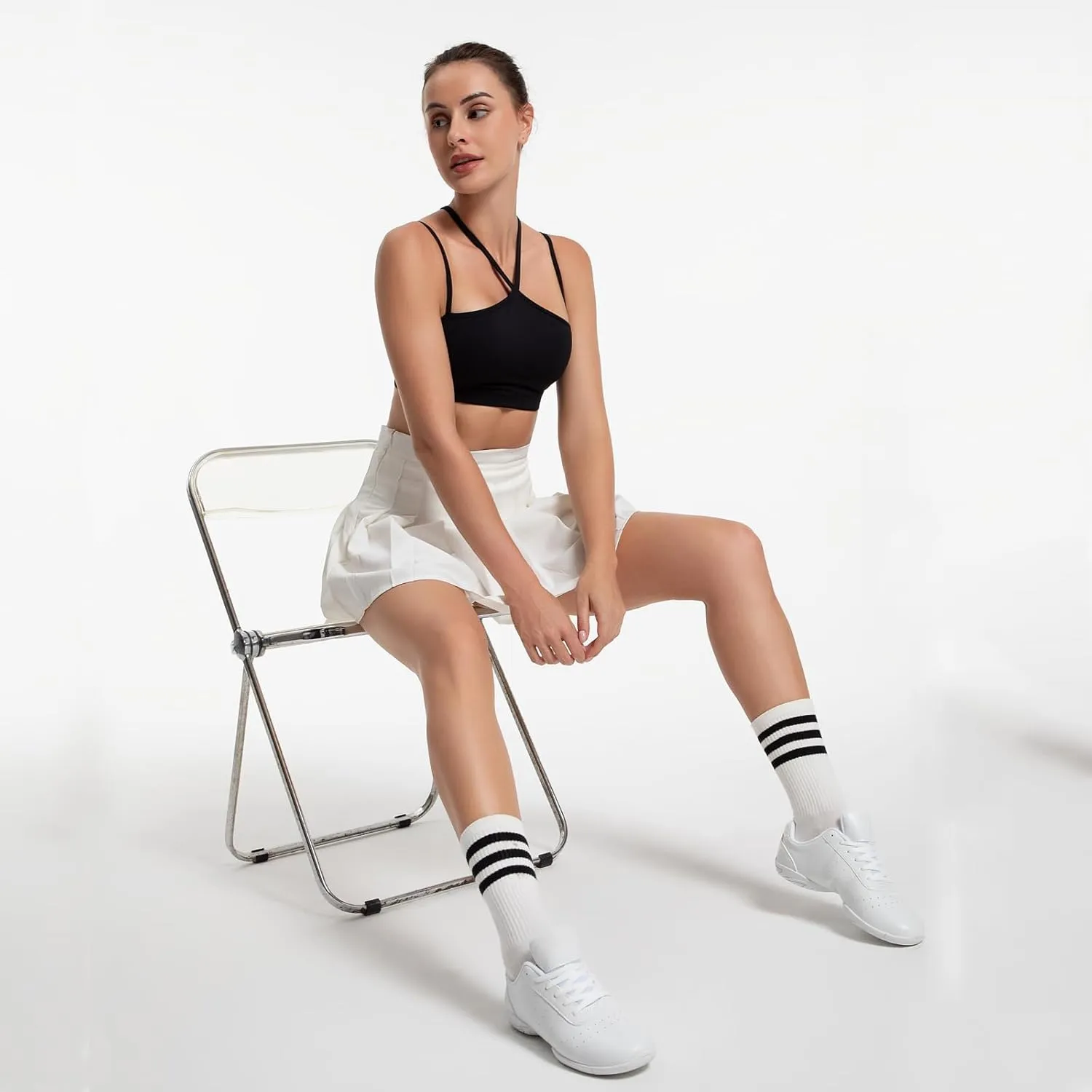 WUIWUIYU Boys Girls Women's Lace Up Aerobics Gymnastics School Cheerleading Dance Sport Shoes Training Sneakers