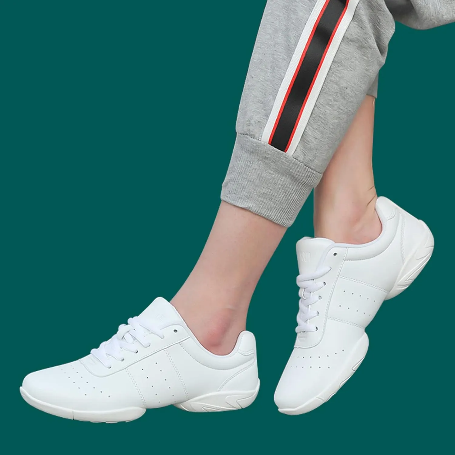 WUIWUIYU Boys Girls Women's Lace Up Aerobics Gymnastics School Cheerleading Dance Sport Shoes Training Sneakers