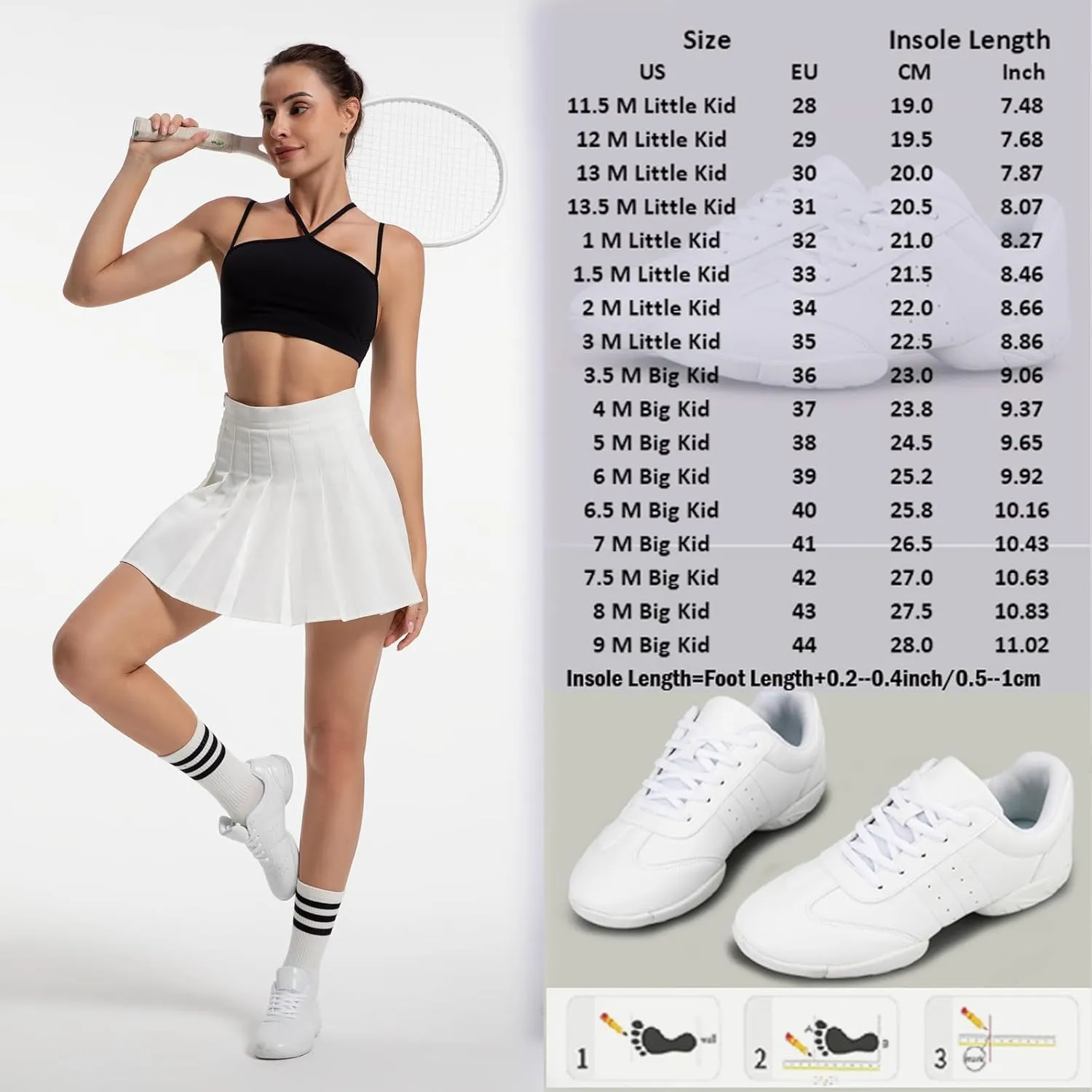WUIWUIYU Boys Girls Women's Lace Up Aerobics Gymnastics School Cheerleading Dance Sport Shoes Training Sneakers