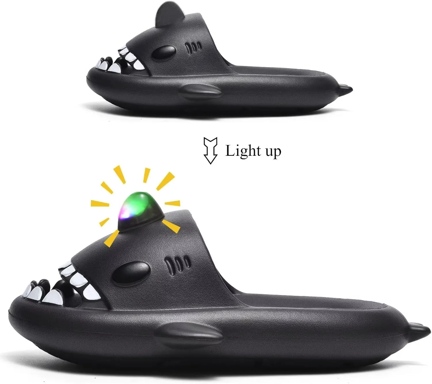 XPKWS Shark Slides Kids Clogs LED Light up Garden Shoes Sharklas Boys Girls Mules Sandals Toddler Slippers Indoor Outdoor Non-slip