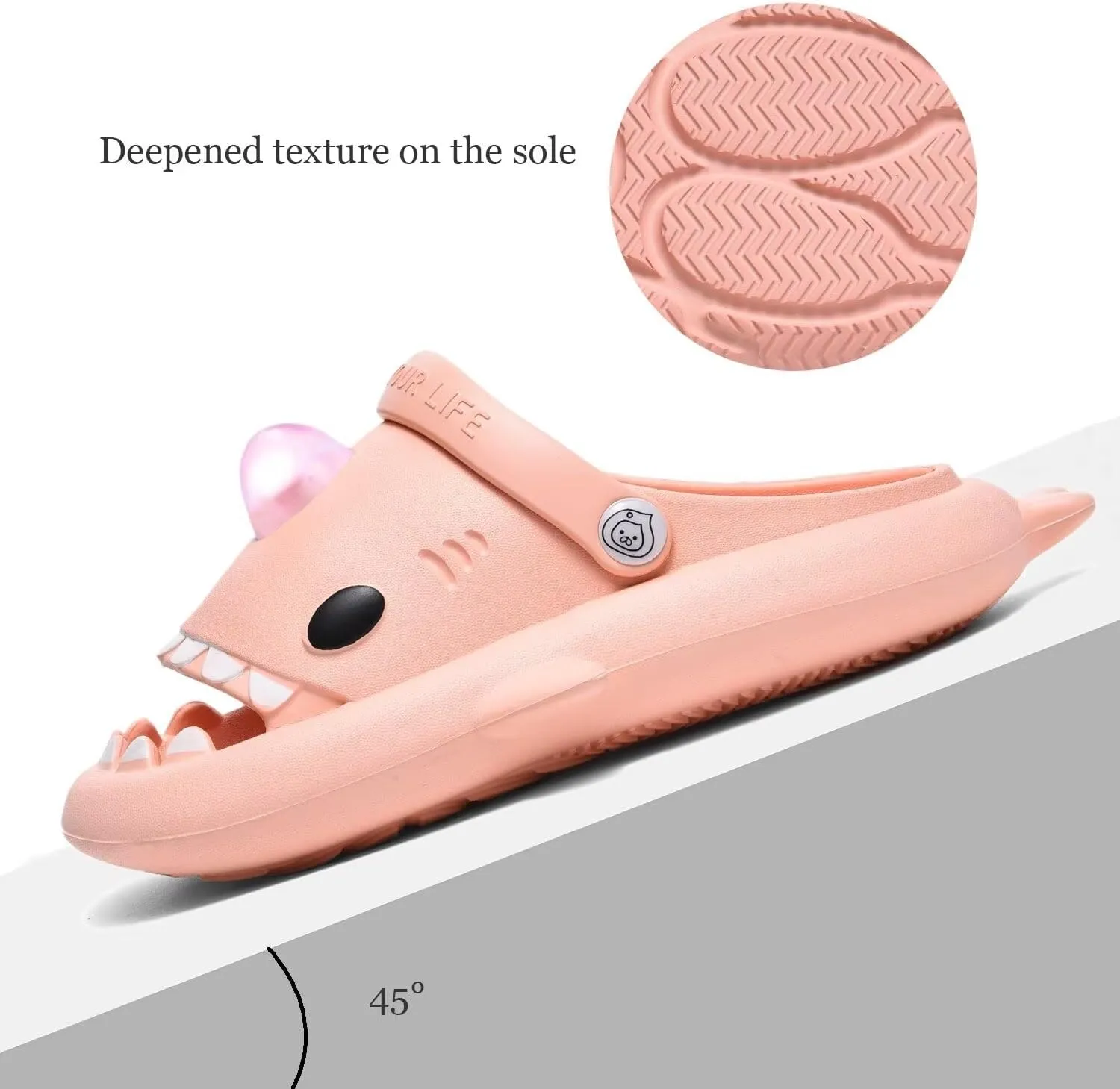 XPKWS Shark Slides Kids Clogs LED Light up Garden Shoes Sharklas Boys Girls Mules Sandals Toddler Slippers Indoor Outdoor Non-slip