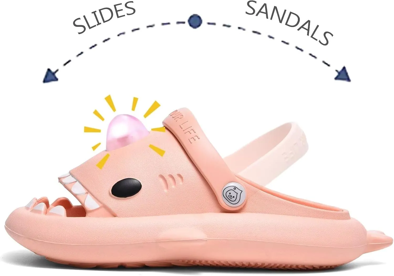 XPKWS Shark Slides Kids Clogs LED Light up Garden Shoes Sharklas Boys Girls Mules Sandals Toddler Slippers Indoor Outdoor Non-slip