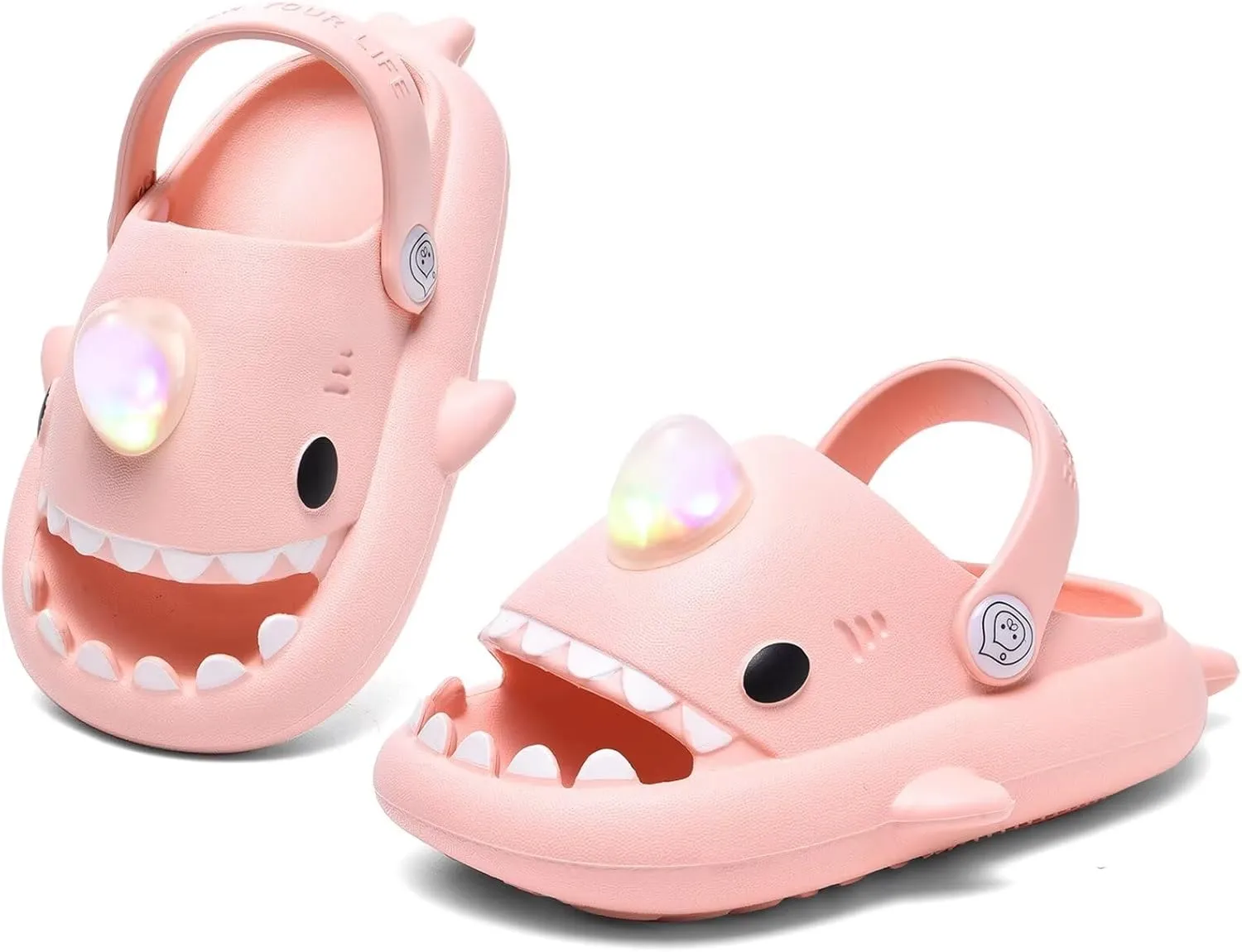 XPKWS Shark Slides Kids Clogs LED Light up Garden Shoes Sharklas Boys Girls Mules Sandals Toddler Slippers Indoor Outdoor Non-slip