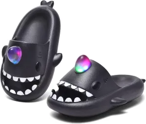 XPKWS Shark Slides Kids Clogs LED Light up Garden Shoes Sharklas Boys Girls Mules Sandals Toddler Slippers Indoor Outdoor Non-slip
