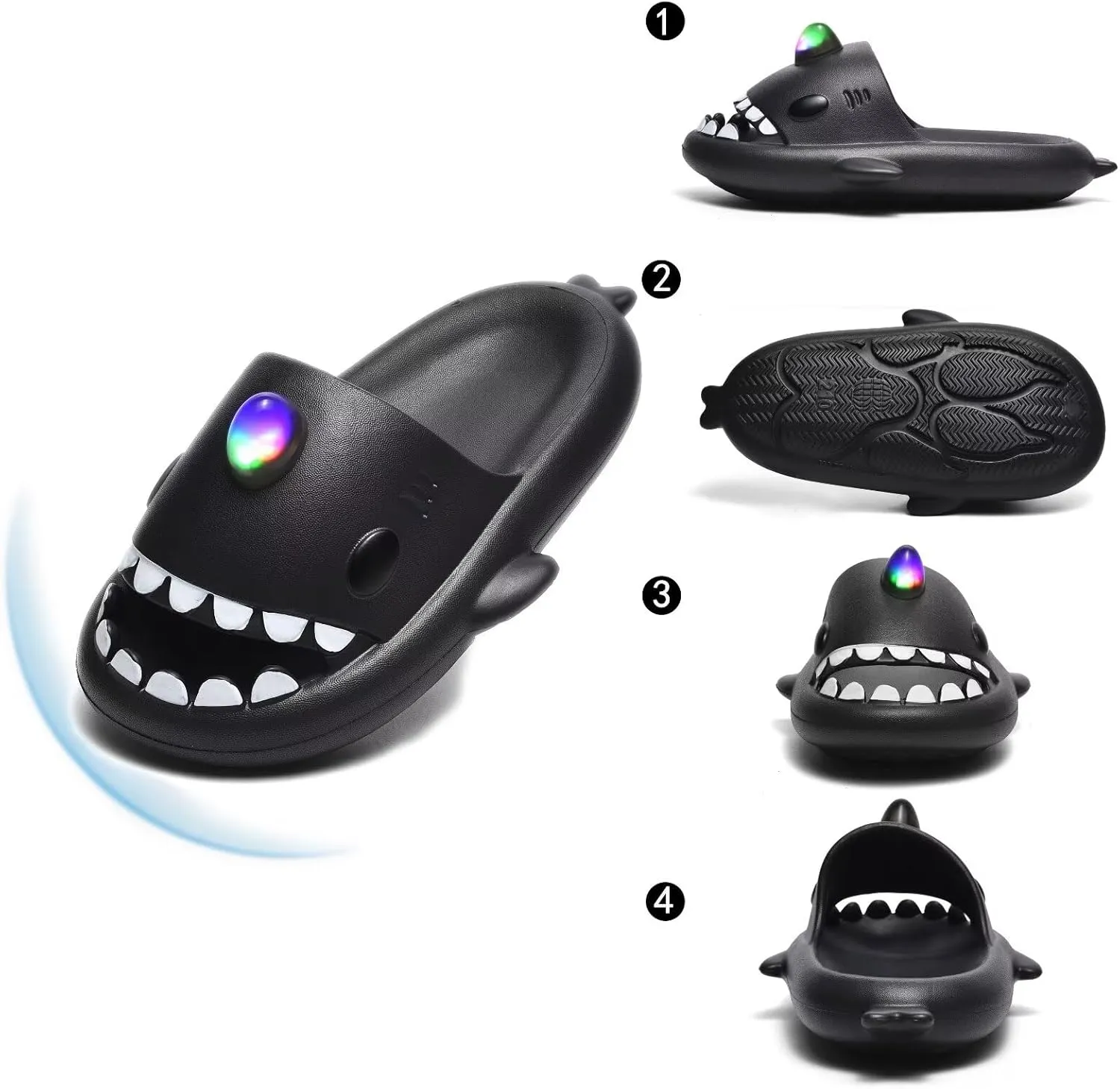 XPKWS Shark Slides Kids Clogs LED Light up Garden Shoes Sharklas Boys Girls Mules Sandals Toddler Slippers Indoor Outdoor Non-slip