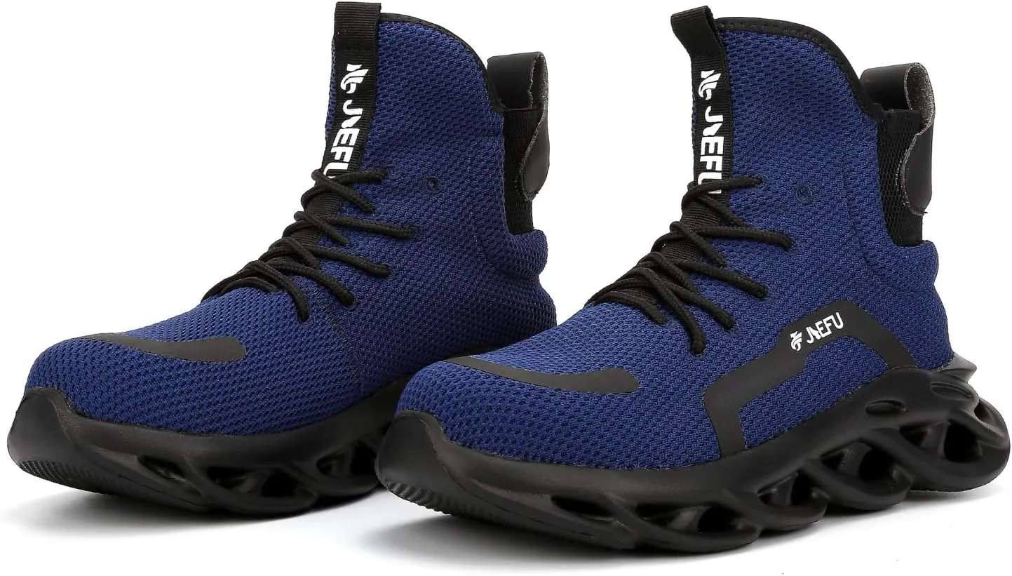 XUNRUO Work Safety Boots for Men and Women Steel Toe Lightweight Breathable Pull on Construction Boots