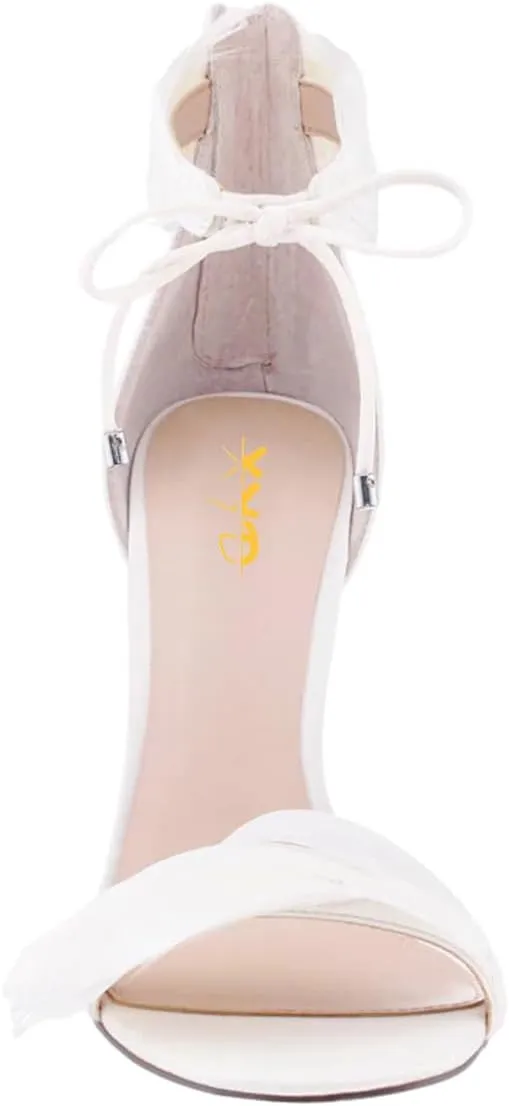 XYD Women Chic Crystal High Heels 105mm Open Toe Sandals Plume Ankle Strap with Zip Ladies Fashion Evening Event Pumps Shoes