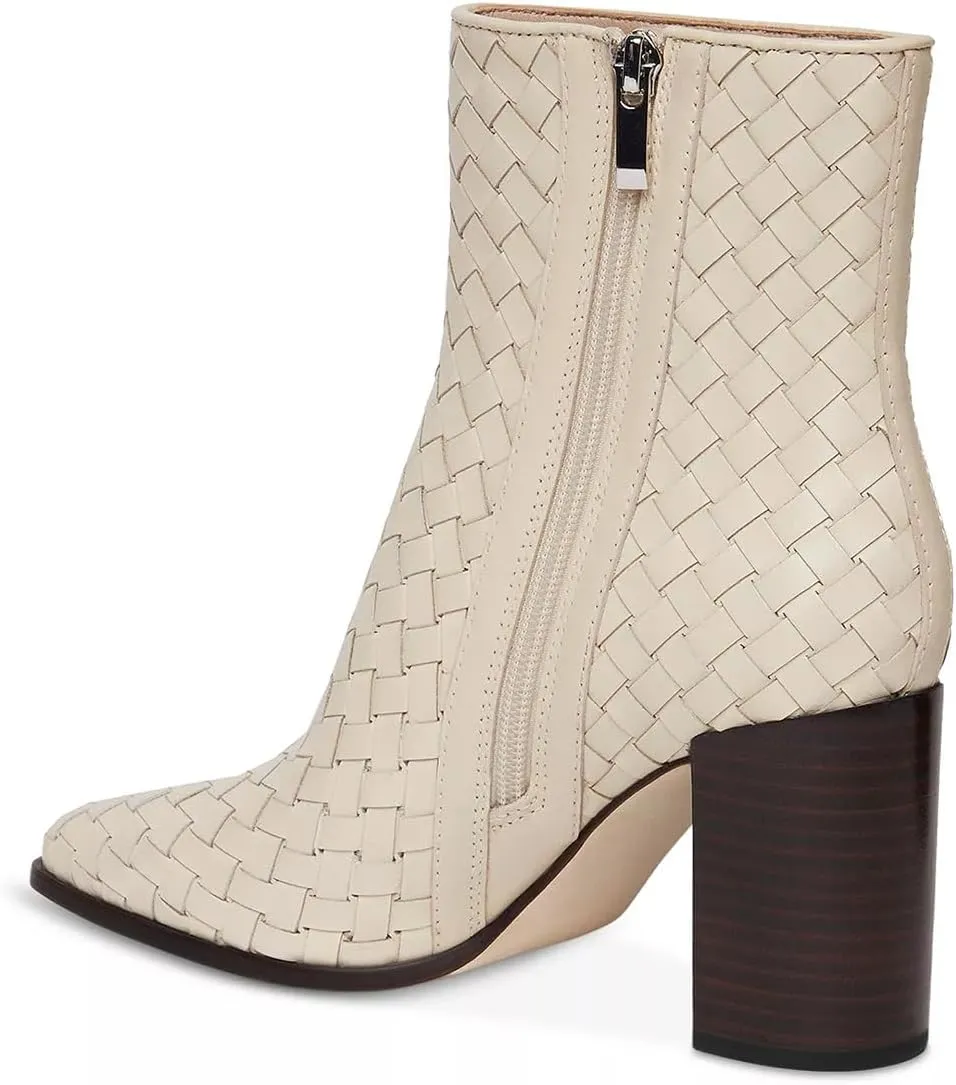 YDN Women Fashion Ankle Boots Pointed Toe Braid Booties Chunky High Heels Side Zippers Shoes Party Dating Working Size 4-16 US