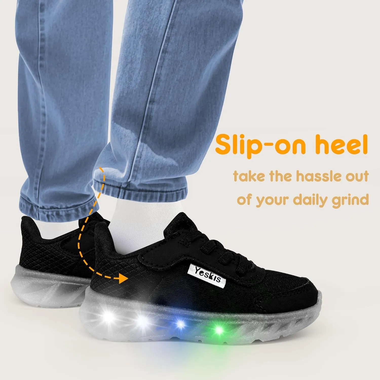 YESKIS Toddler Light Up Shoes Boys Girls Lightweight Breathable Mesh Non-Slip Running Sneakers for Toddler and Little Kid