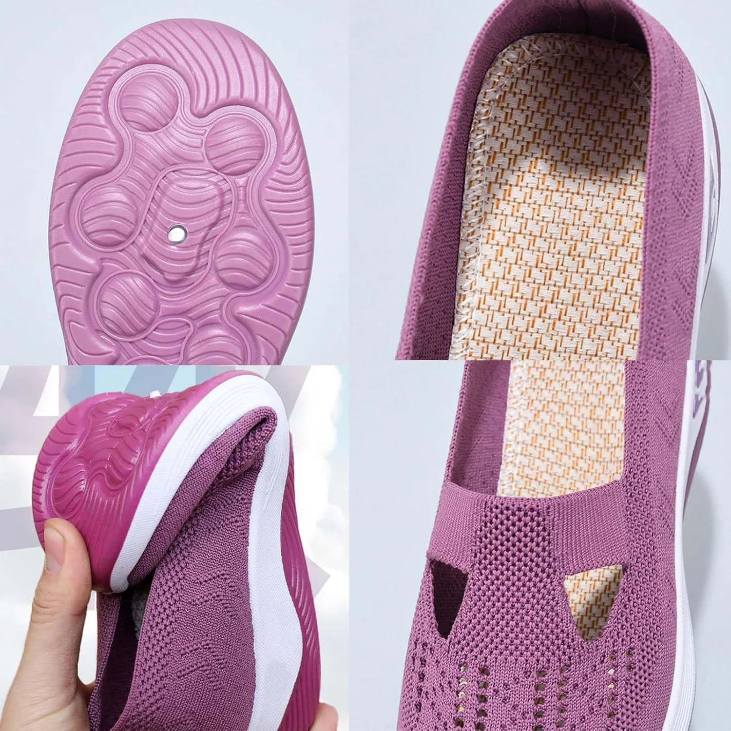 Yilia Orthopedic Shoes for Women, Wide Width Breathable Women Walking Comfortable Slip on Sneakers, Non Slip Food Service Lightweight Sneaker, Comfort Nurse Shoes Arch Support Sneakers