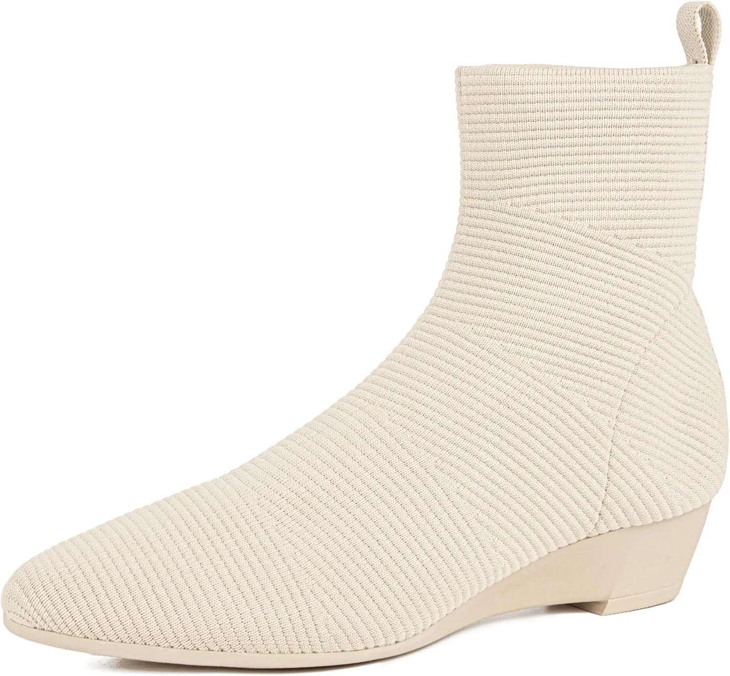 youngshow Women’s Booties Comfortable Knitted Low Heel Boots For Women Ankle Booties Pointed Toe Slip On Fall Winter Ladies Dress Shoes
