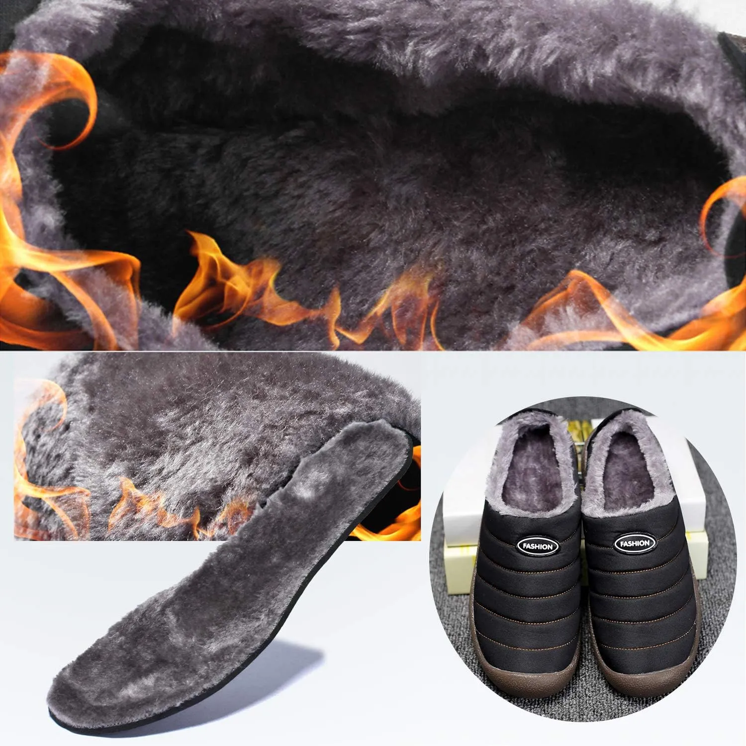 YUKTOPA Men's Women's Clogs House Slippers Waterproof Plush Lined Mules Slip-on Shoes for Winter