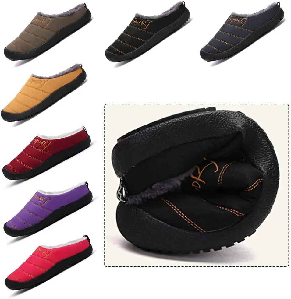 YUKTOPA Men's Women's Clogs House Slippers Waterproof Plush Lined Mules Slip-on Shoes for Winter