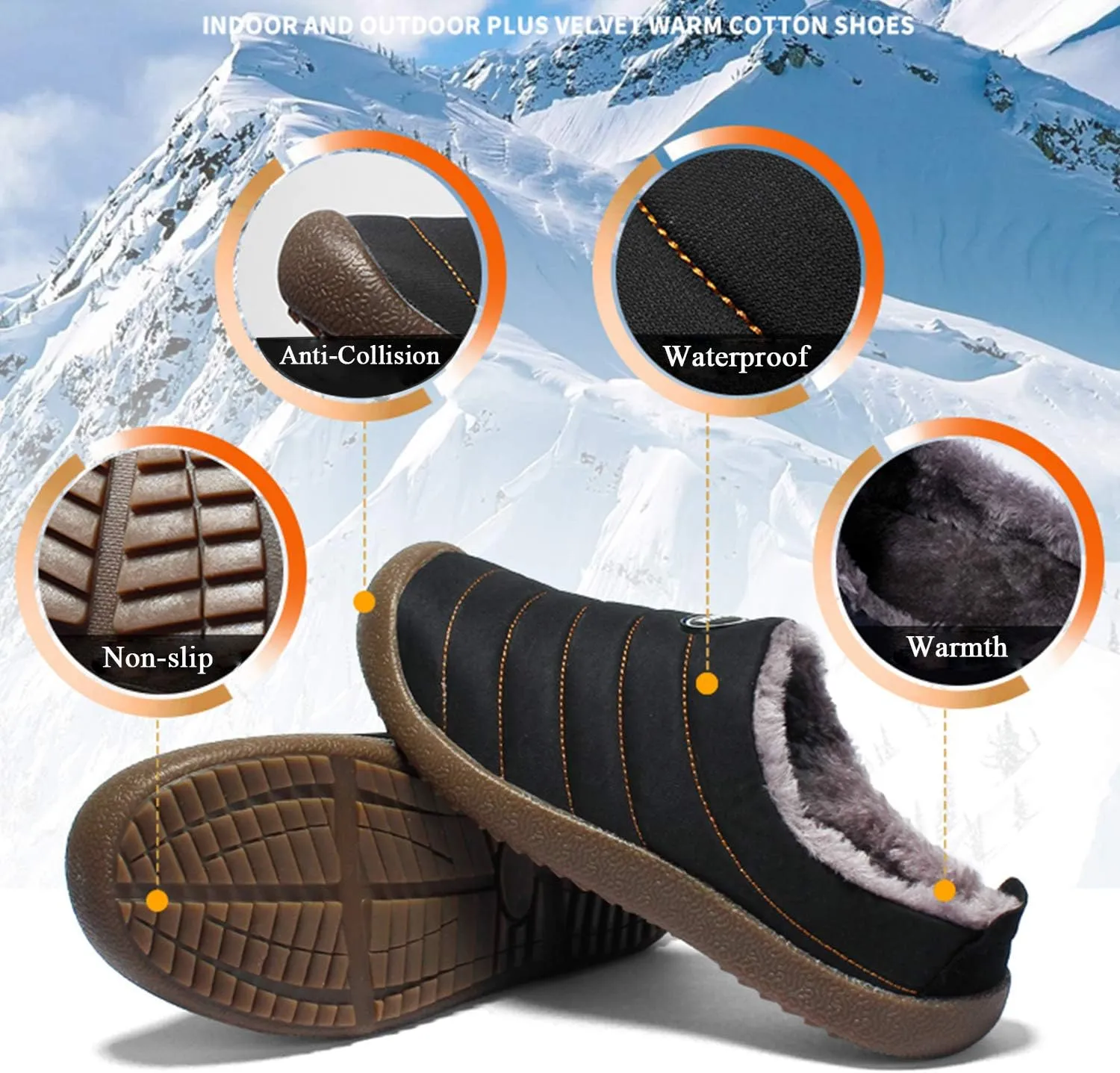 YUKTOPA Men's Women's Clogs House Slippers Waterproof Plush Lined Mules Slip-on Shoes for Winter