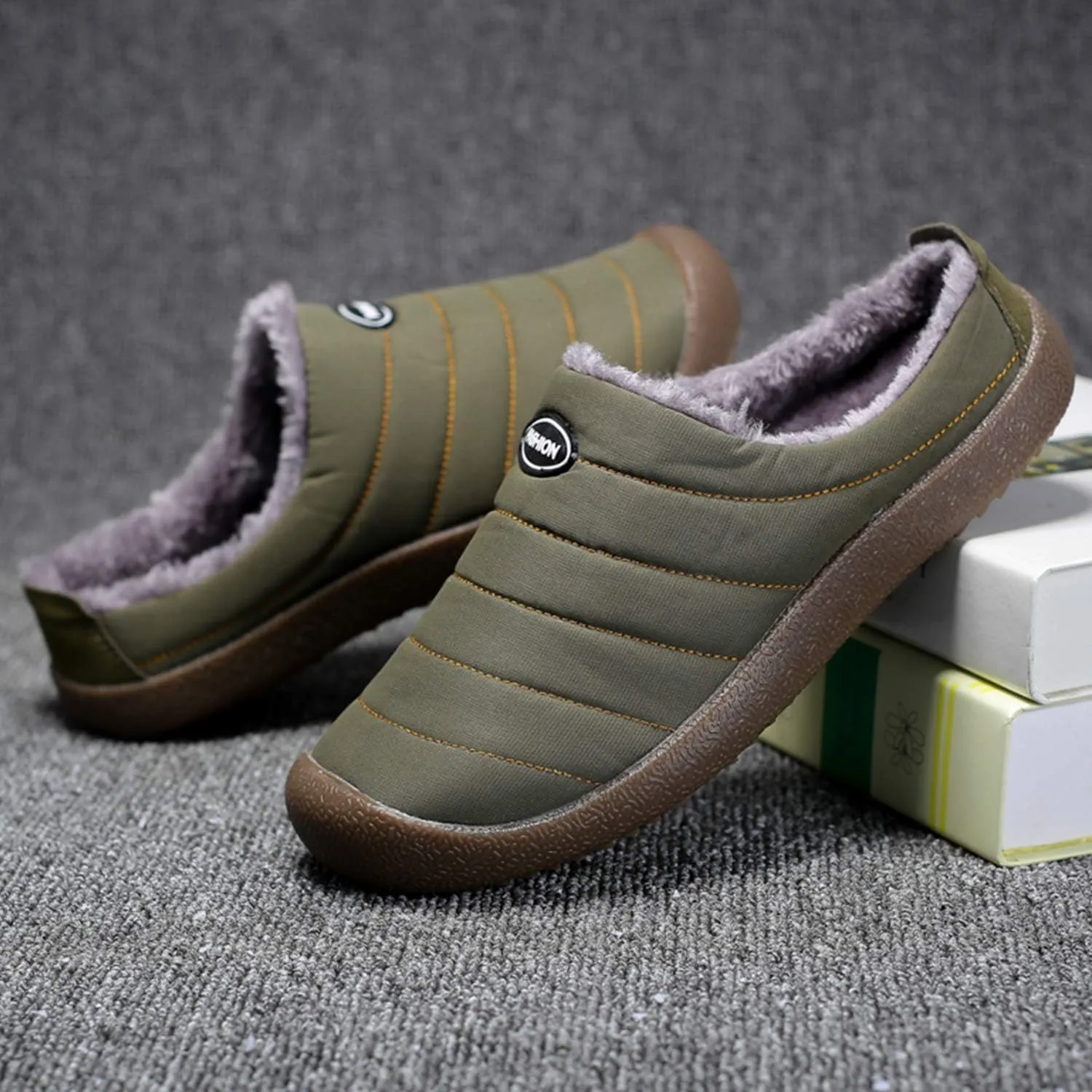 YUKTOPA Men's Women's Clogs House Slippers Waterproof Plush Lined Mules Slip-on Shoes for Winter