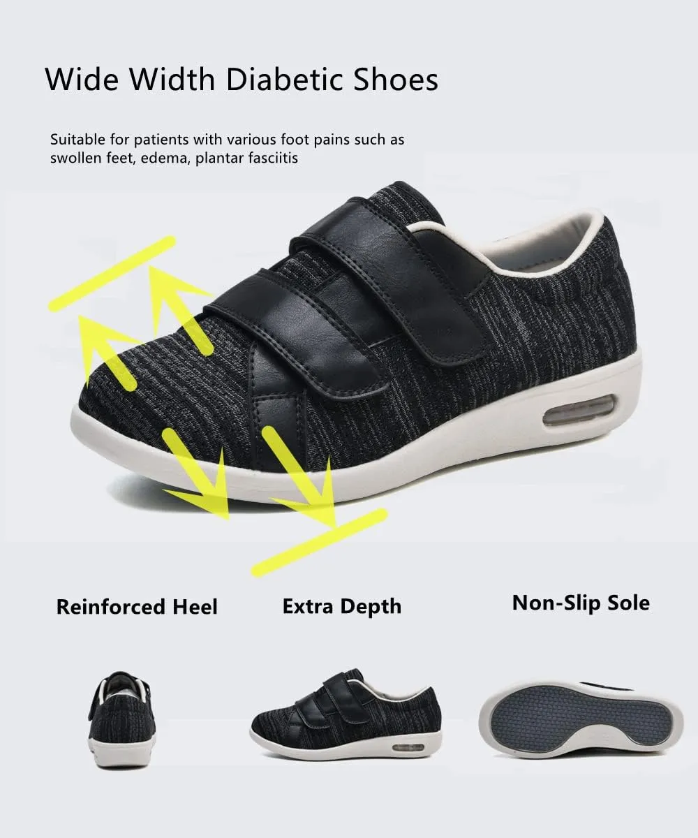 ZGDG Men's Diabetic Edema Shoes Wide Width Walking Shoes with Adjustable Closure Lightweight Non-Slip Sneaker for Swollen Feet Elderly Hammertoe Arthritis Bunions