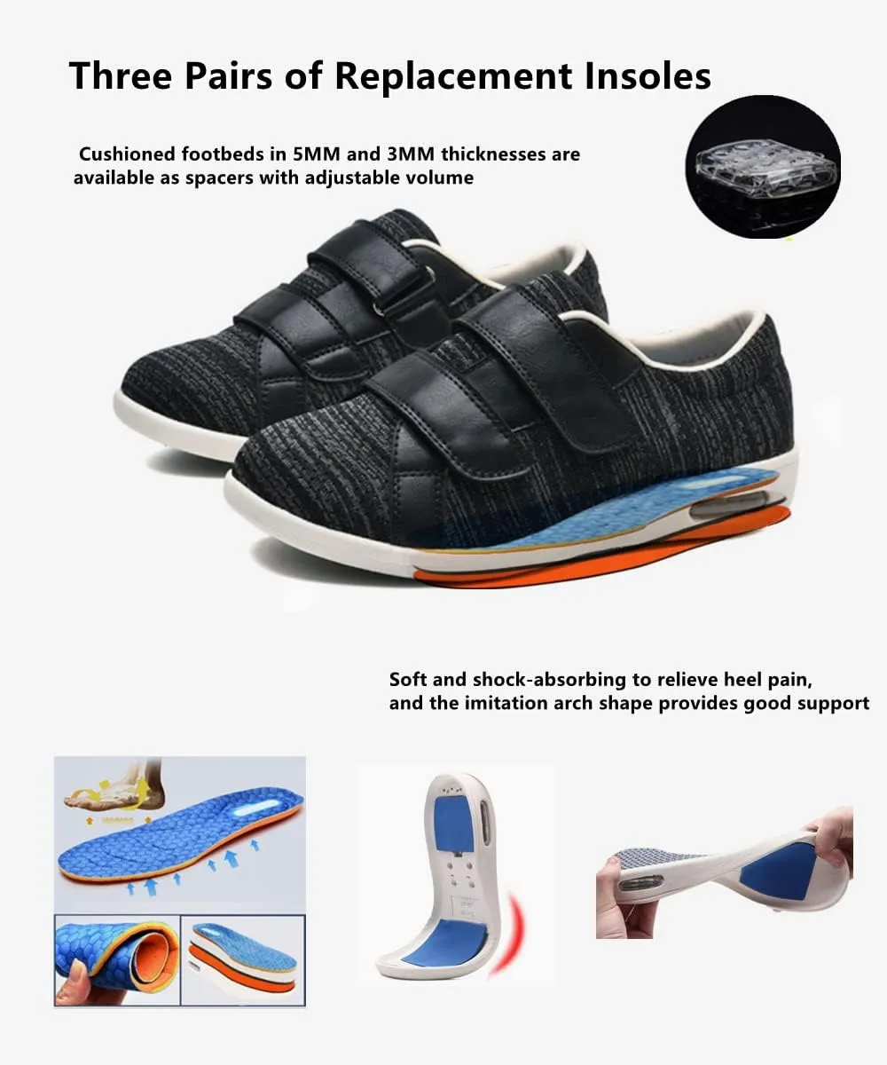 ZGDG Men's Diabetic Edema Shoes Wide Width Walking Shoes with Adjustable Closure Lightweight Non-Slip Sneaker for Swollen Feet Elderly Hammertoe Arthritis Bunions