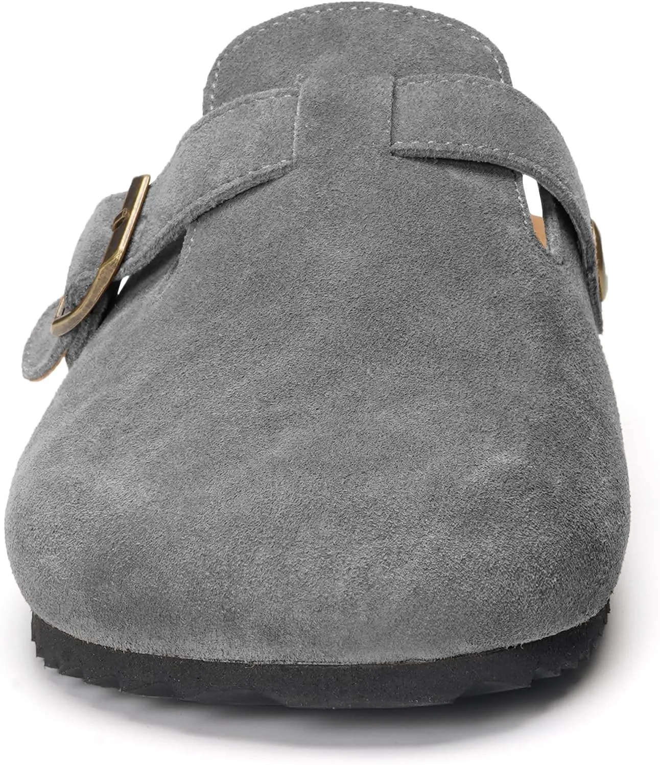 ZUSERIS Women's Men's Suede Clogs Leather Mules Cork Footbed Potato Shoes Comfort Slip on Sandals with Arch Support