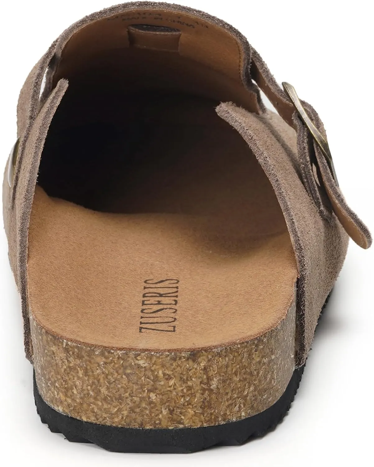 ZUSERIS Women's Men's Suede Clogs Leather Mules Cork Footbed Potato Shoes Comfort Slip on Sandals with Arch Support