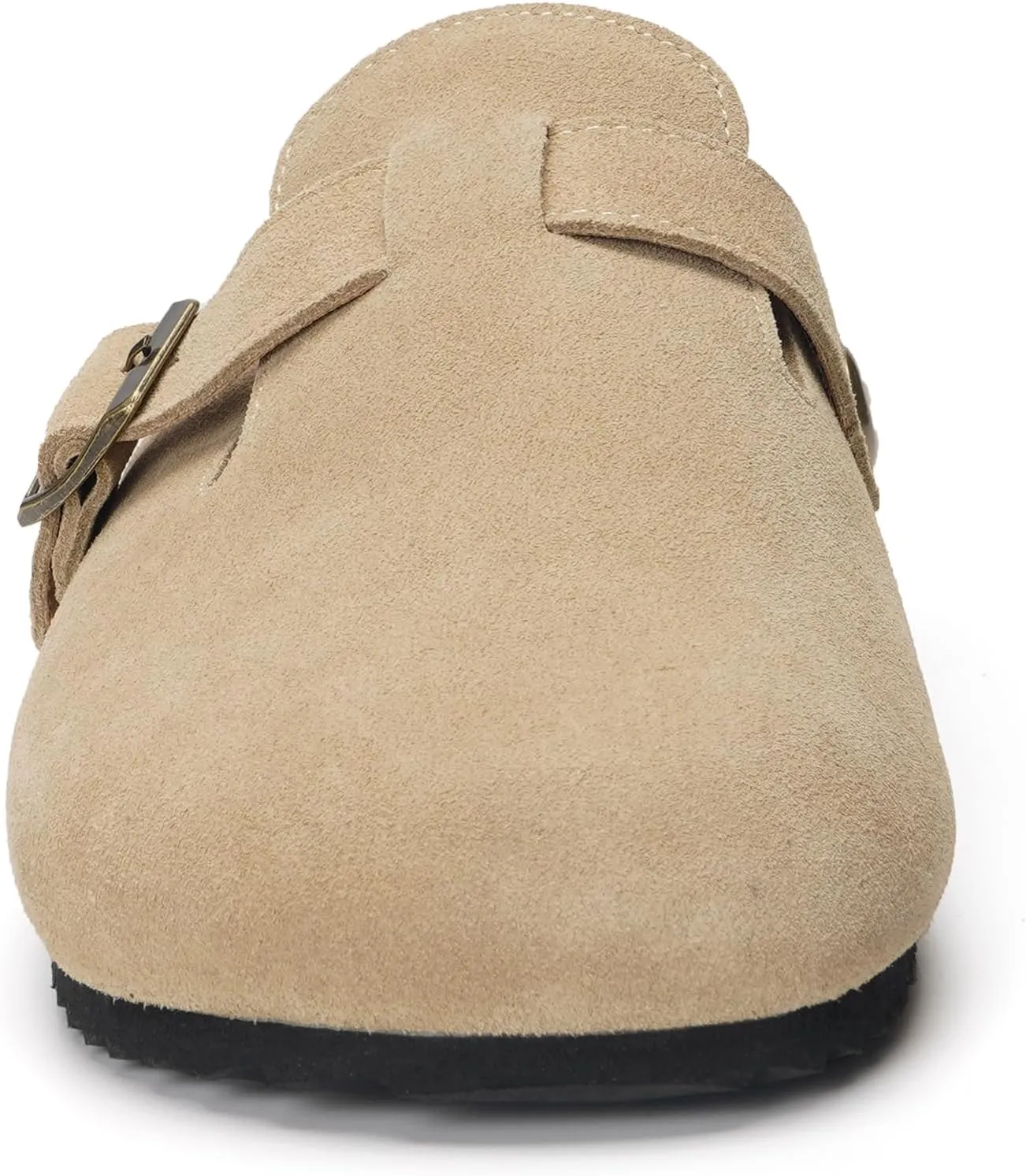 ZUSERIS Women's Men's Suede Clogs Leather Mules Cork Footbed Potato Shoes Comfort Slip on Sandals with Arch Support