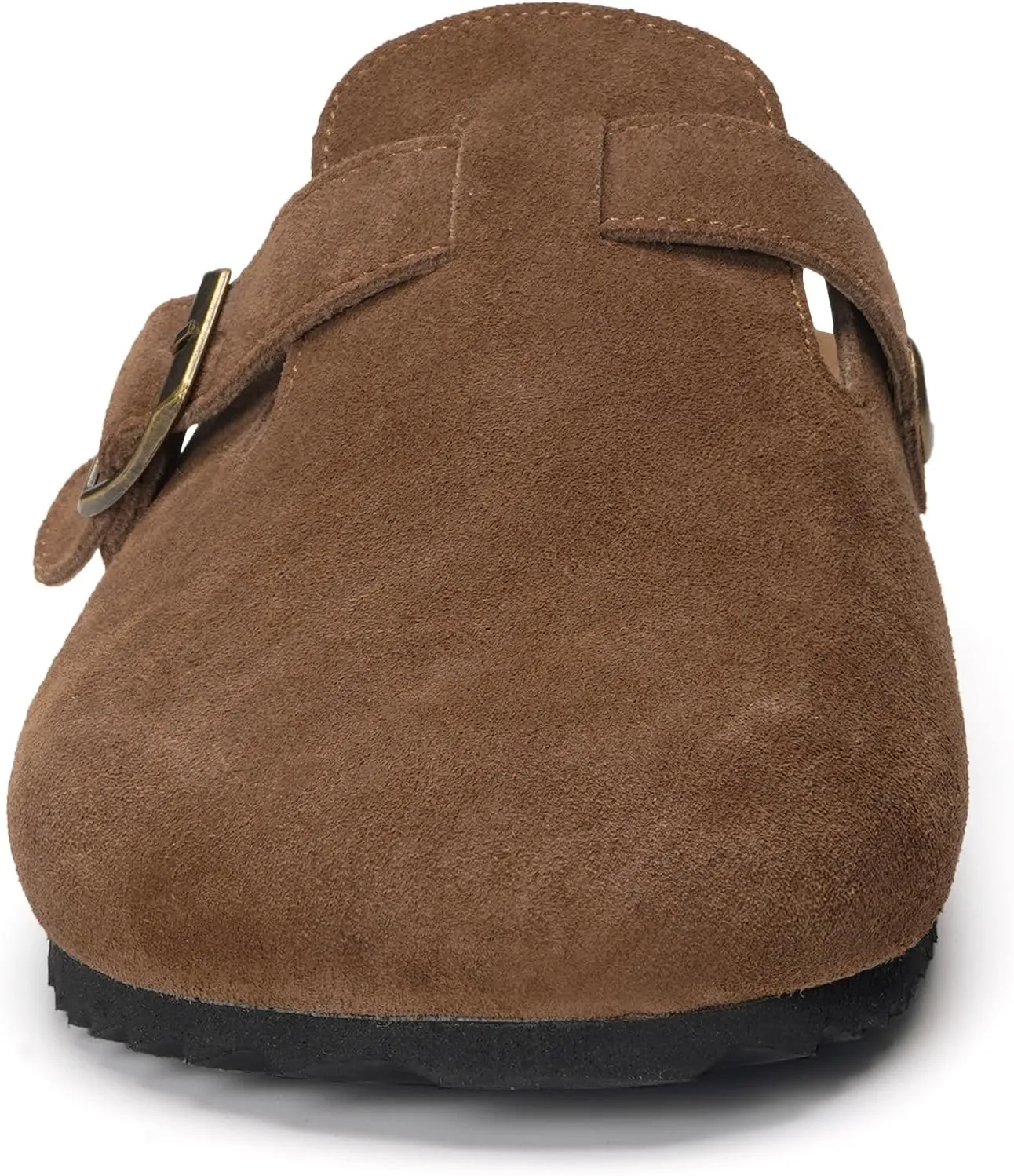 ZUSERIS Women's Men's Suede Clogs Leather Mules Cork Footbed Potato Shoes Comfort Slip on Sandals with Arch Support