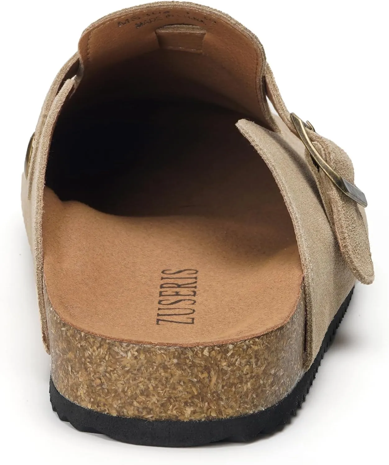 ZUSERIS Women's Men's Suede Clogs Leather Mules Cork Footbed Potato Shoes Comfort Slip on Sandals with Arch Support