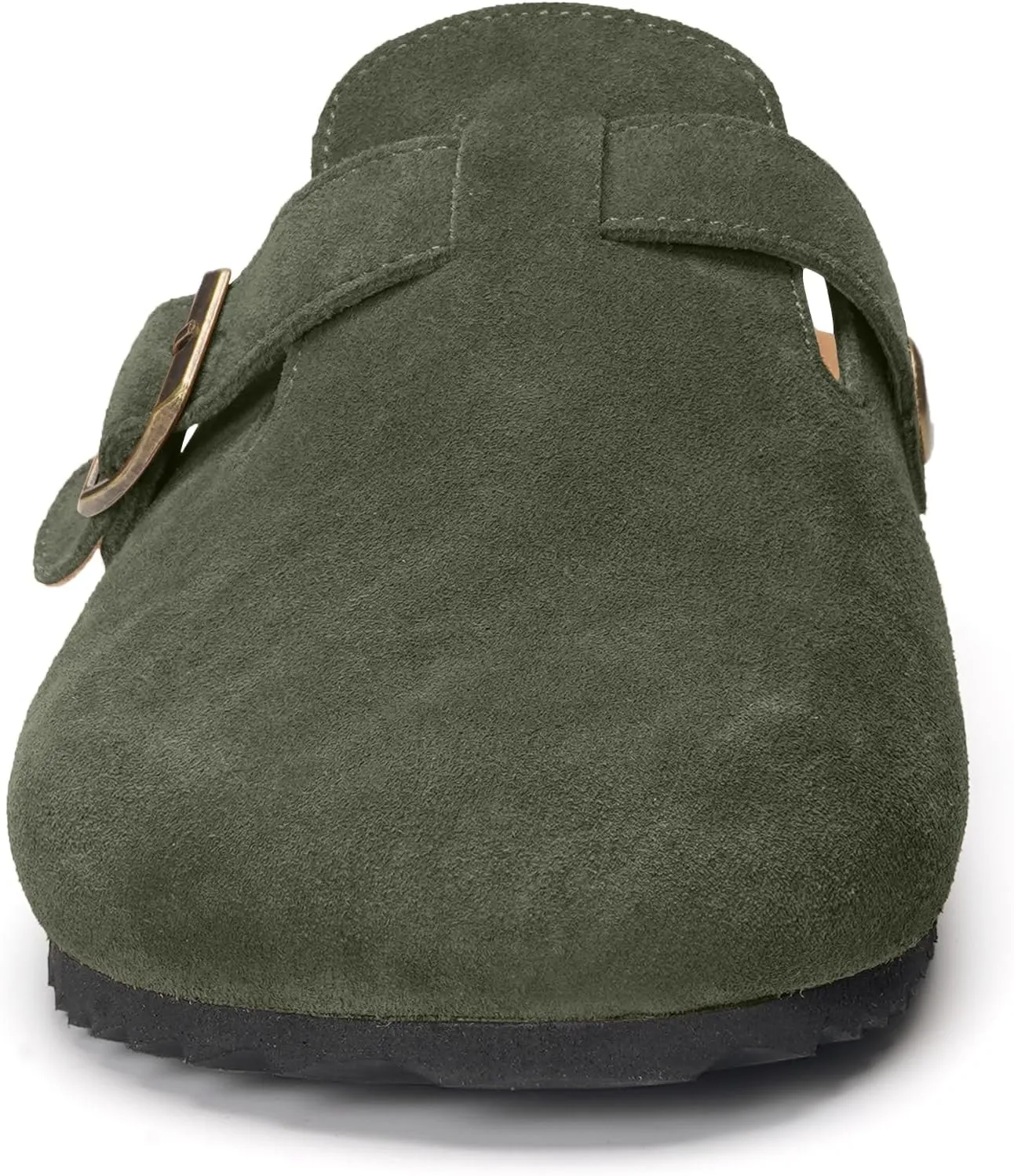 ZUSERIS Women's Men's Suede Clogs Leather Mules Cork Footbed Potato Shoes Comfort Slip on Sandals with Arch Support