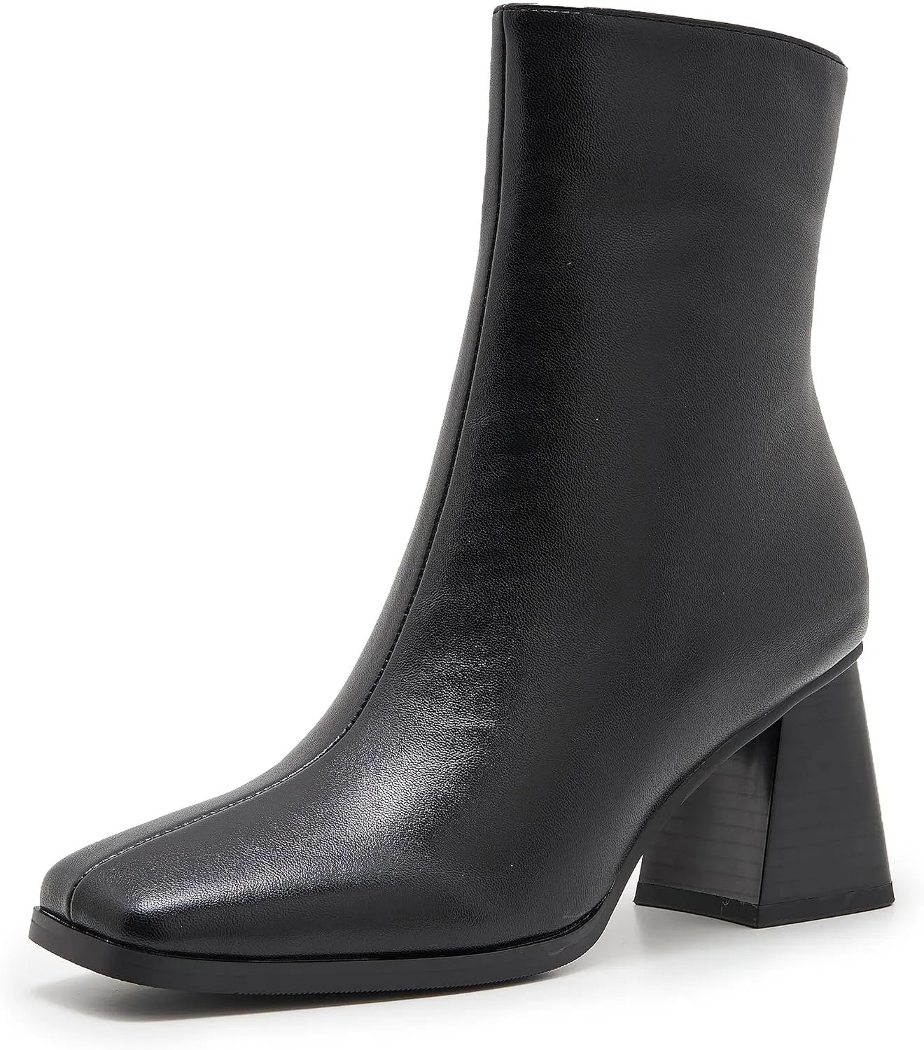 ZXHYZLZ Womens Chunky High Heel Boots - Zip Up, Square Toe, Ankle Booties