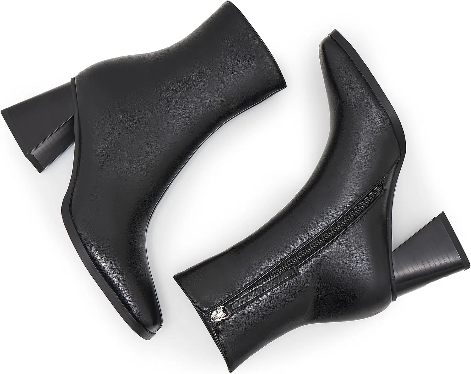ZXHYZLZ Womens Chunky High Heel Boots - Zip Up, Square Toe, Ankle Booties